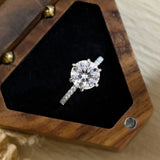 Lab Grown Diamond Ring, 14kt Gold Hidden Halo Engagement Jewelry