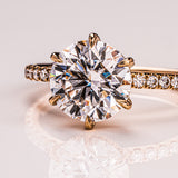 Lab Grown Diamond Ring, 14kt Gold Hidden Halo Engagement Jewelry