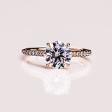 Lab Grown Diamond Ring, 14kt Gold Hidden Halo Engagement Jewelry
