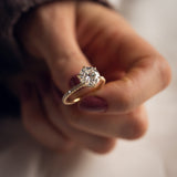 Lab Grown Diamond Ring, 14kt Gold Hidden Halo Engagement Jewelry