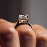 Emerald Cut Lab Diamond Eternity Ring, 14kt Solid Gold Pave Diamond Jewelry