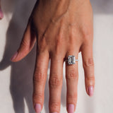 Emerald Cut Lab Diamond Eternity Ring, 14kt Solid Gold Pave Diamond Jewelry