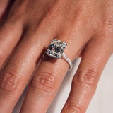 Emerald Cut Lab Diamond Eternity Ring, 14kt Solid Gold Pave Diamond Jewelry