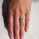 Emerald Cut Lab Diamond Eternity Ring, 14kt Solid Gold Pave Diamond Jewelry