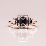 Lab Diamond Three Stone Ring, 14kt White Gold Anniversary Jewelry
