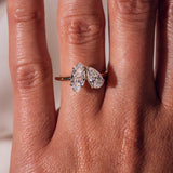 Lab Diamond Two Stone Ring, 14kt White Gold Bridal Jewelry