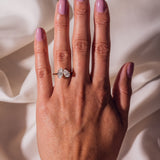 Lab Diamond Two Stone Ring, 14kt White Gold Bridal Jewelry