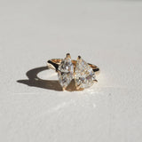 Lab Diamond Two Stone Ring, 14kt White Gold Bridal Jewelry