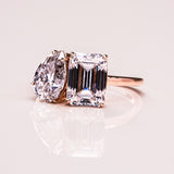 14kt White Gold Lab Diamond Two Stone Ring Engagement Jewelry