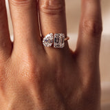 14kt White Gold Lab Diamond Two Stone Ring Engagement Jewelry