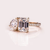 14kt Yellow Gold Lab Diamond Two Stone Ring Wedding Jewelry