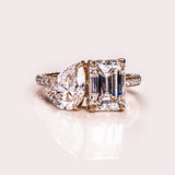 14kt Yellow Gold Lab Diamond Two Stone Ring Wedding Jewelry