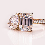 14kt Yellow Gold Lab Diamond Two Stone Ring Wedding Jewelry
