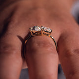 Lab Diamond Two Stone Ring 14kt Yellow Gold Bridal Jewelry