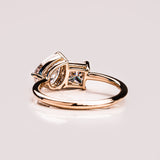 Lab Diamond Two Stone Ring 14kt Yellow Gold Bridal Jewelry