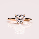 Lab Grown Diamond Solitaire Heart Ring, 14kt Solid Gold Bridal Rings