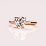 Lab Grown Diamond Solitaire Heart Ring, 14kt Solid Gold Bridal Rings