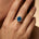 Oval Solitaire London Blue Topaz Halo Diamond Engagement Ring - GeumJewels