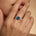Classic Six Prong Round Solitaire London Blue Topaz Ring with Accent Diamond Band - GeumJewels