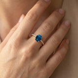 Oval Solitaire London Blue Topaz with Accent Diamonds Engagement Ring