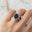 Vintage Love Inspired Oval London Blue Topaz Halo Diamond Engagement Ring - GeumJewels