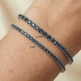 Natural London Blue Topaz Tennis Bracelet 14kt White Gold Dainty Jewelry