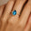 Classic Pear Shaped London Blue Topaz Halo Diamond Engagement Ring - GeumJewels