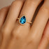 Classic Pear Shaped London Blue Topaz Halo Diamond Engagement Ring - GeumJewels