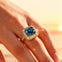 Vintage Style Square Cut London Blue Topaz Diamond Ring - GeumJewels