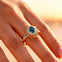 Flower Inspired Cluster Diamond Oval London Blue Topaz Engagement Ring - GeumJewels