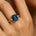 Emerald Cut London Blue Topaz and Diamond Three Stone Ring - GeumJewels