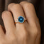Trio Diamond Engagement Ring with Oval Cut London Blue Topaz - GeumJewels