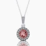 Dainty Round Solitaire Halo Diamond Morganite Pendant