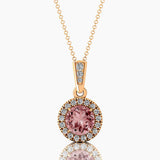 Dainty Round Solitaire Halo Diamond Morganite Pendant