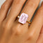Emerald Shaped Morganite with 3mm Accent Solitaire Engagement Ring - GeumJewels