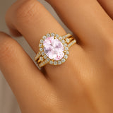 Solitaire Oval Morganite Split Shank Diamond Engagement Ring