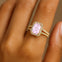 Halo Set Emerald Shaped Morganite Split Shank Ring with Accent Diamonds - GeumJewels