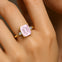 Emerald Cut Morganite and Diamond Three Stone Ring - GeumJewels