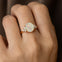 Trio Diamond Engagement Ring with Oval Cut Opal - GeumJewels