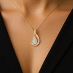 Designer Diamond Loop Pendant with Teardrop Shaped Opal - GeumJewels