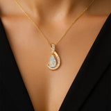 Designer Diamond Loop Pendant with Teardrop Shaped Opal - GeumJewels