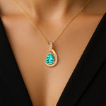 Designer Diamond Loop Pendant with Teardrop Shaped Paraiba Tourmaline - GeumJewels
