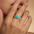 Classic Six Prong Round Solitaire Paraiba Tourmaline Ring with Accent Diamond Band - GeumJewels