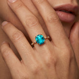 Cushion Cut Paraiba Tourmaline Engagement Ring with Distant Diamond Band
