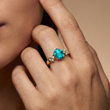 Criss Cross Diamond Ring with Oval Cut Paraiba Tourmaline
