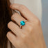 Oval Cut Paraiba Tourmaline with Graduated Diamonds Ring - GeumJewels