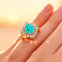 Oval Solitaire Paraiba Tourmaline Baguette and Round Diamond Cocktail Ring - GeumJewels