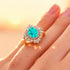 Oval Solitaire Paraiba Tourmaline Baguette and Round Diamond Cocktail Ring - GeumJewels