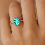 Twisted Up Down Band Pear Shaped Paraiba Tourmaline Ring with Accent Diamonds - GeumJewels