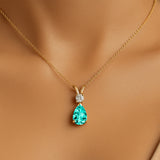 Paraiba Tourmaline Teardrop Pendant with Solitaire Diamond